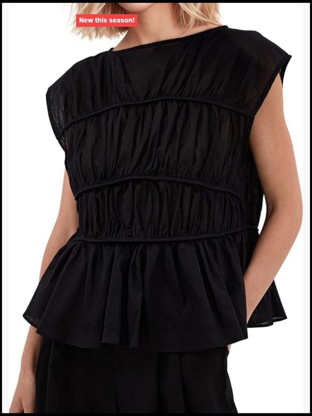 Women's Tiered Shirred Babydoll Tank Top Cotton Cap Sleeve Pleated Blouse